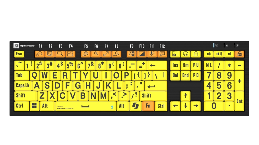 Windows Accessibility - Black on Yellow<br>NERO Slimline Keyboard – Windows<br>